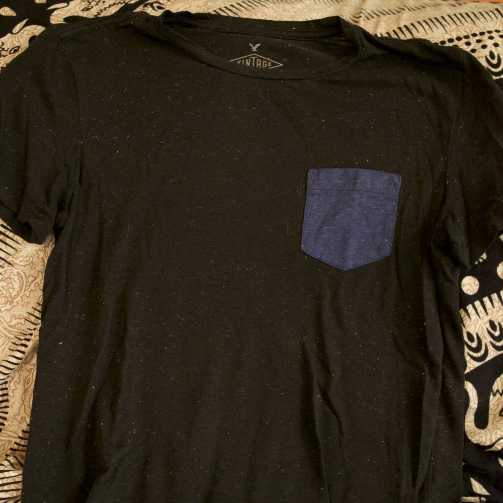 American Eagle Vintage Black Pocket T